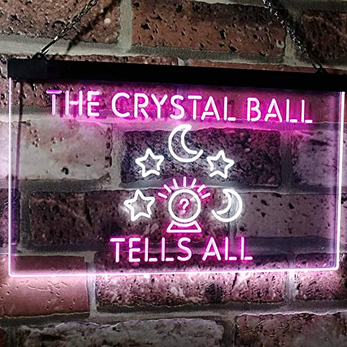 Psychic Fortune Teller Crystal Ball Dual LED Neon Light Sign